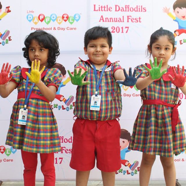 Children with painted hands