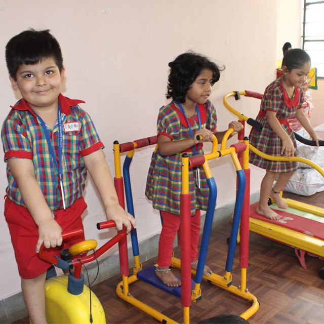 Children using the mini gym